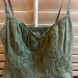 Green Eyelet Women's Top